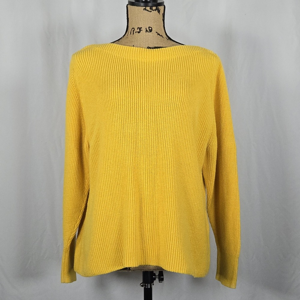 Banana Republic Women's L Yellow Ribbed Knit Boatneck Sweater